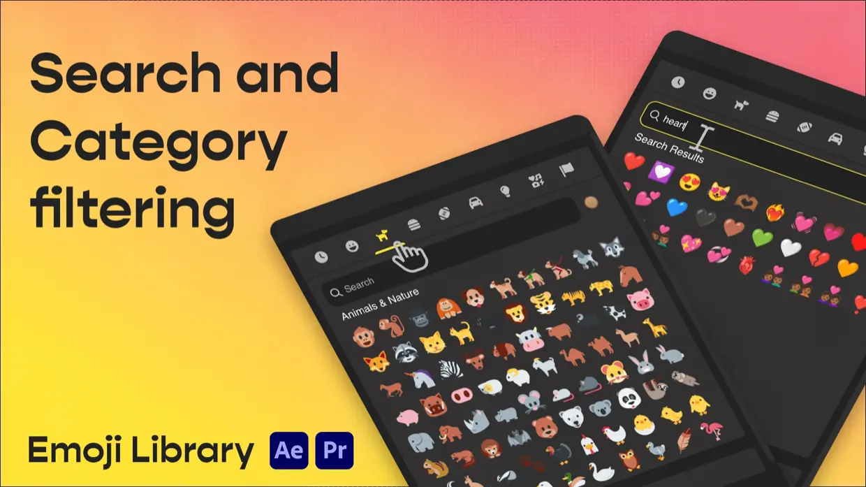 Search and category filtering for 9,000+ emojis